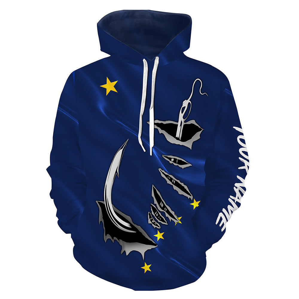Alaska Flag Fishing Fish Hook Personalized All over print Hoodie Shirts fishing shirts - IPHW485 - HPW46
