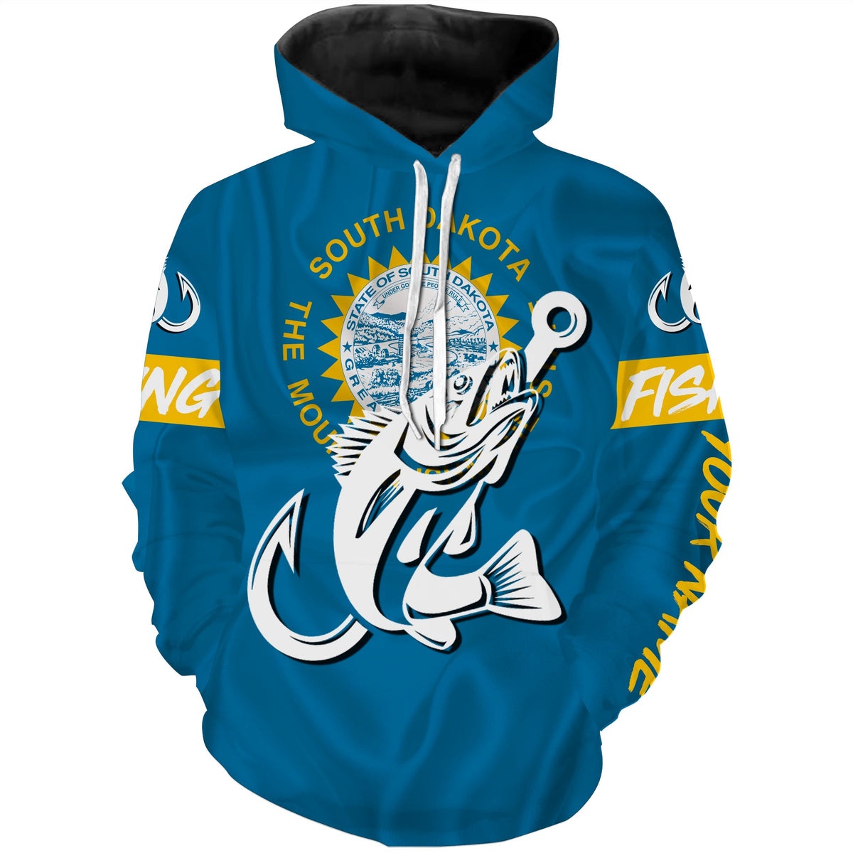 SD South Dakota Walleye fishing flag fish hook Custom name fishing jerseys | Hoodie - NPQ811