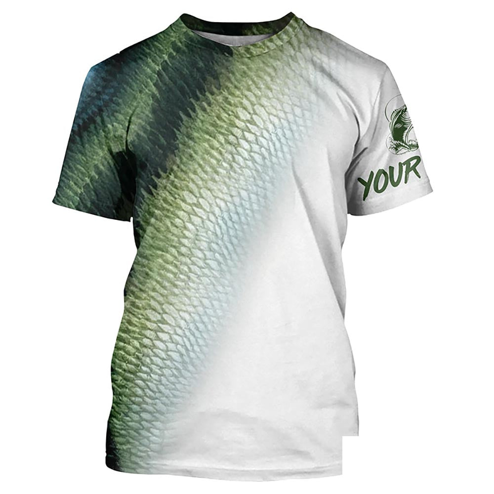 Bass Fishing green bass Scales Customize Name All-over Print Unisex fishing T-shirt NPQ118