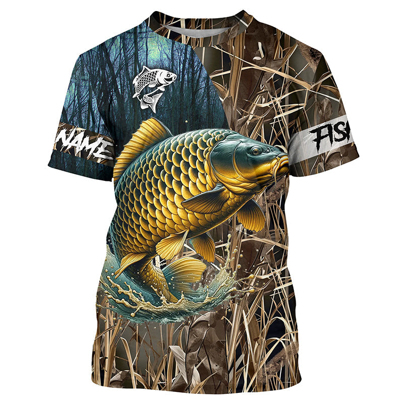 Carp Fishing camo Customize Name All-over Print Unisex fishing T-shirt NPQ103