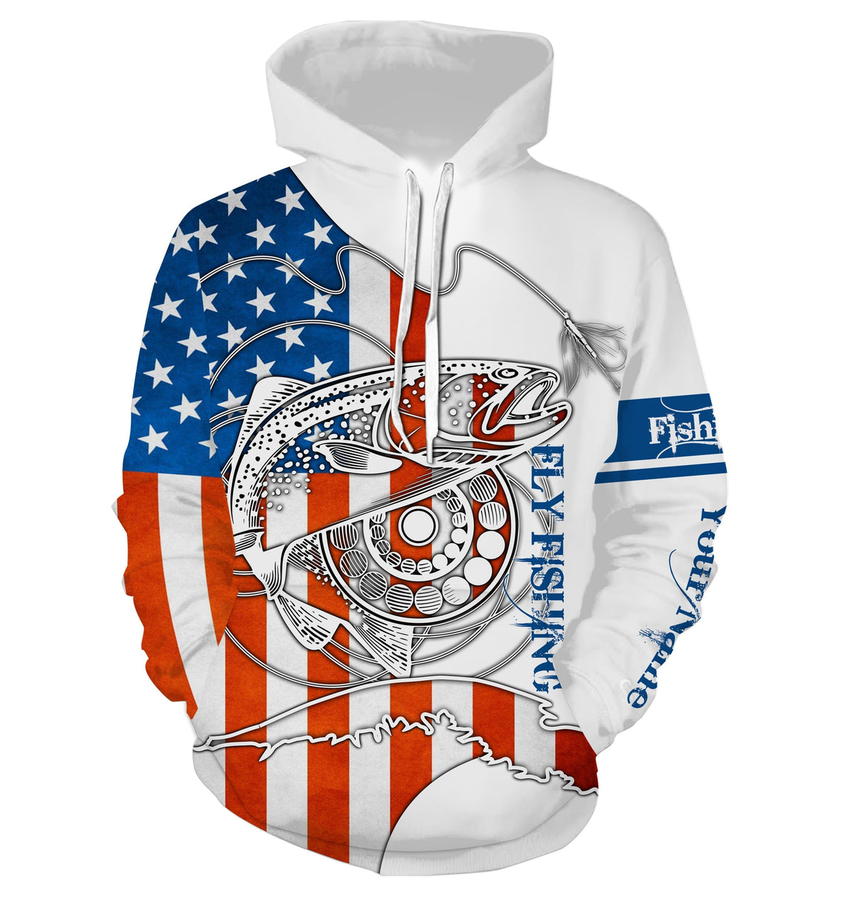 Trouts fly fishing American flag patriotic Custom name fishing jerseys | Hoodie - NPQ810