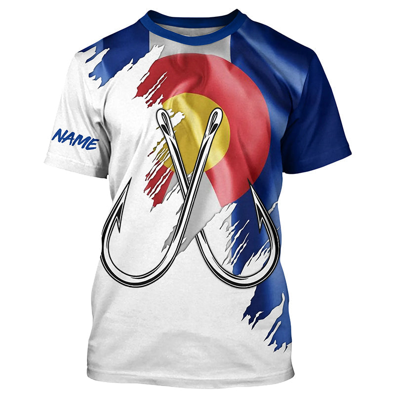 Colorado flag CO Fishing Fish Hook UV protection custom Patriotic Fishing T-Shirts NQS7974