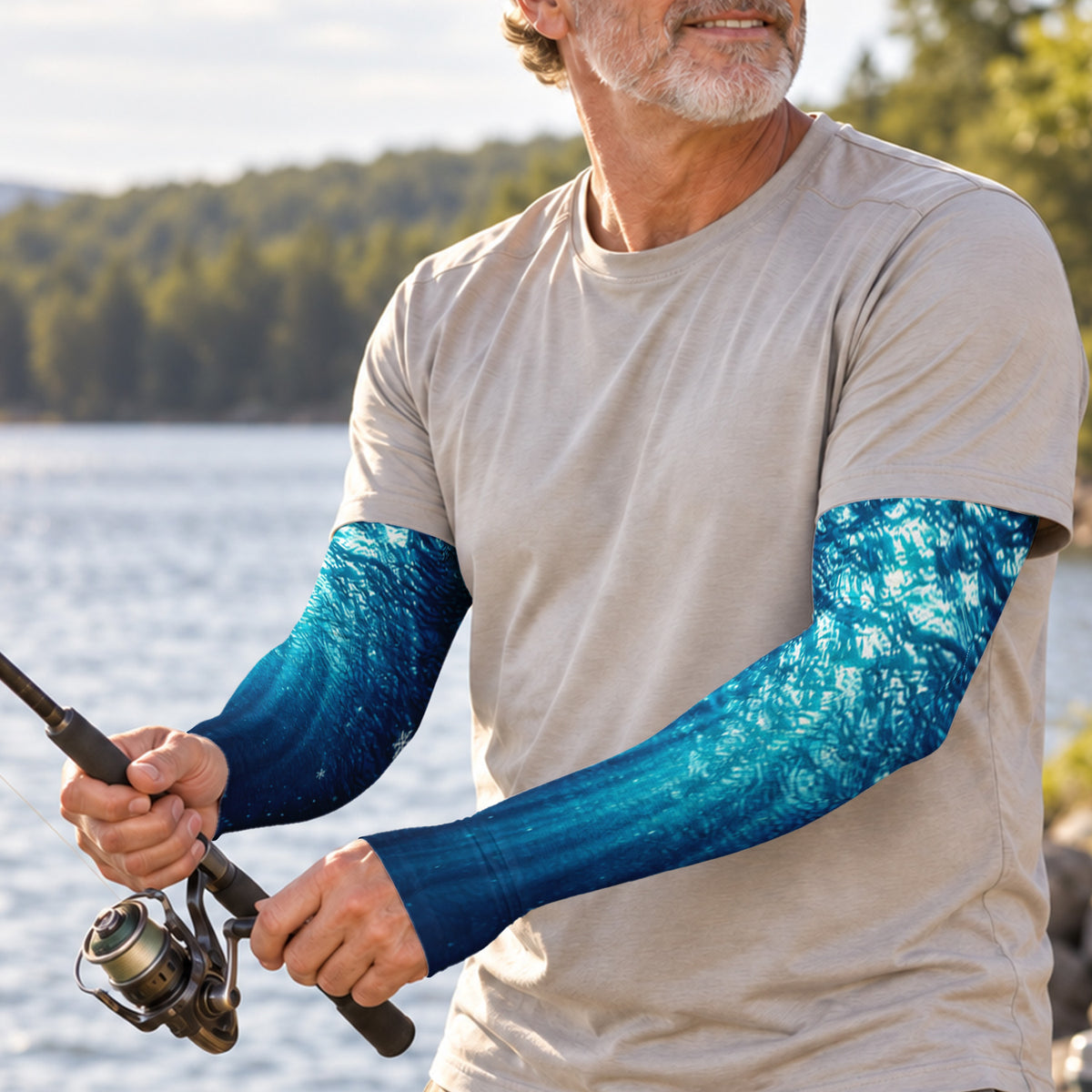 Deep Blue Underwater Sunlight Fishing Sun Protection Arm Sleeves