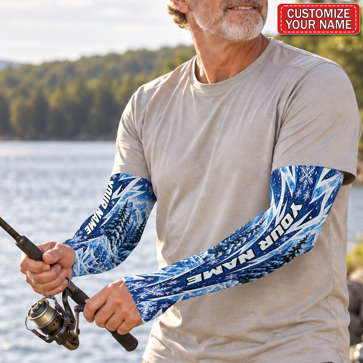 Personalized Snowflake and Winter Forest Sun Protection Arm Sleeves