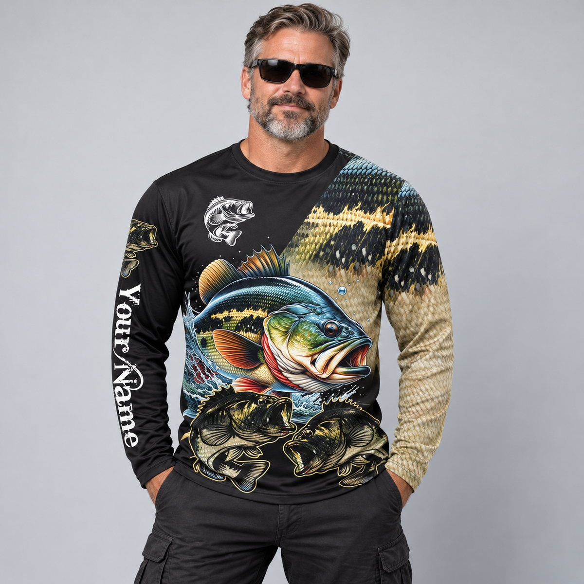 Largemouth Bass Fishing UPF Long Sleeve Shirts - Personalized Fishing Gift