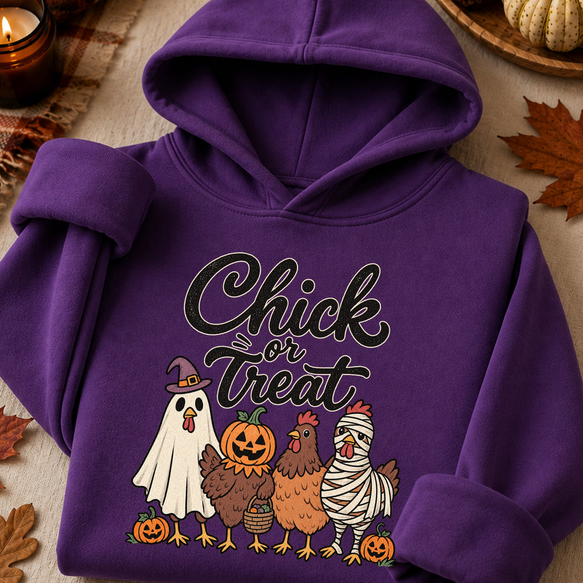 Chick or Treat Halloween T-Shirt, Costume Chicken and Pumpkin Graphic Tee