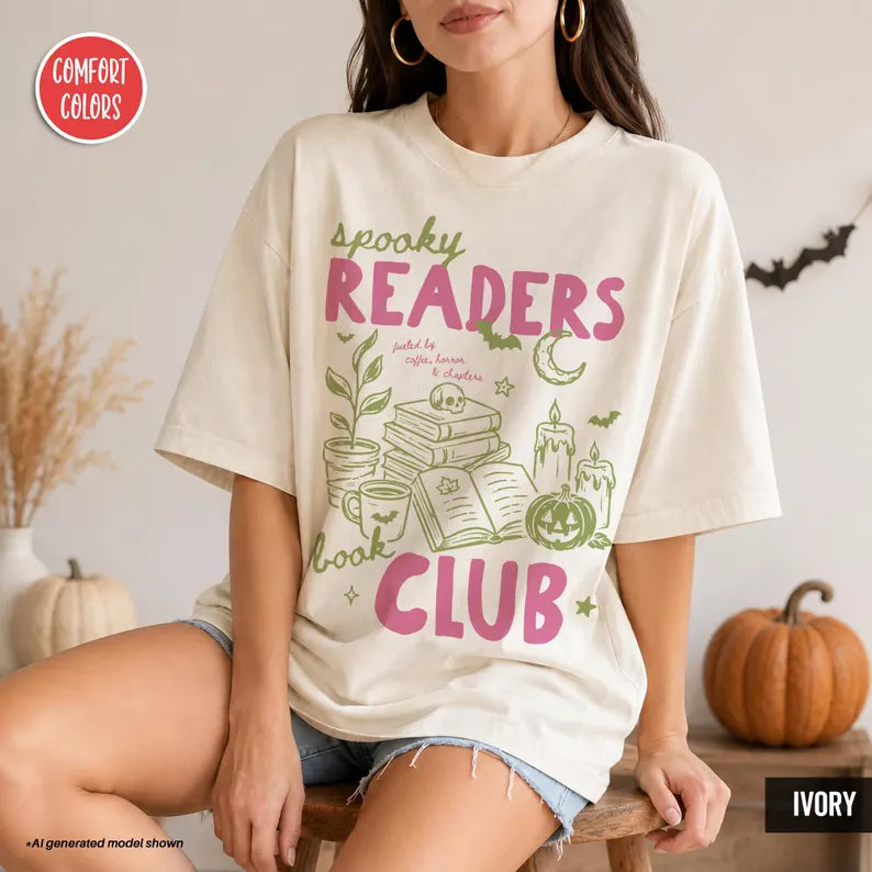 Spooky Readers Book Club Halloween Shirt Bookish Shirt Late Night Readers Spooky Season Shirt Bookworm Coffee Lover