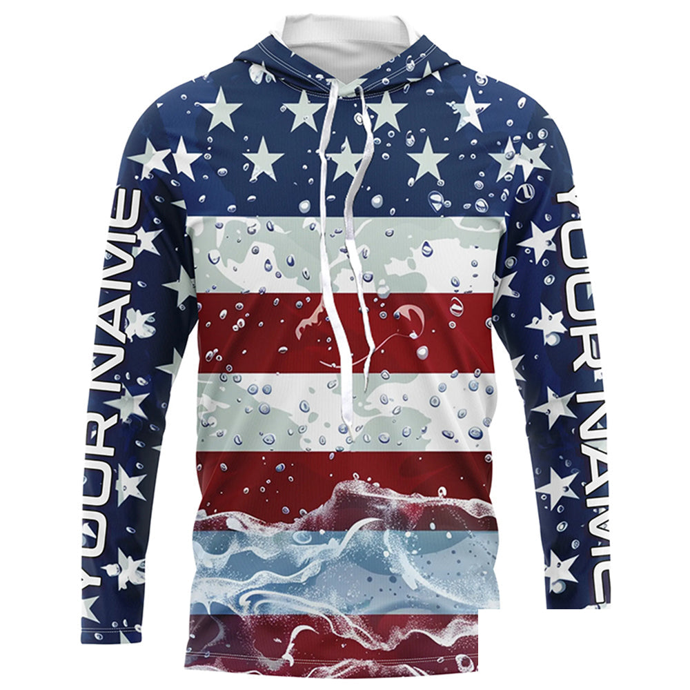 American Flag Custom Long Sleeve Uv Protection Fishing Shirts, Patriotic Fishing Jersey IPHW6850