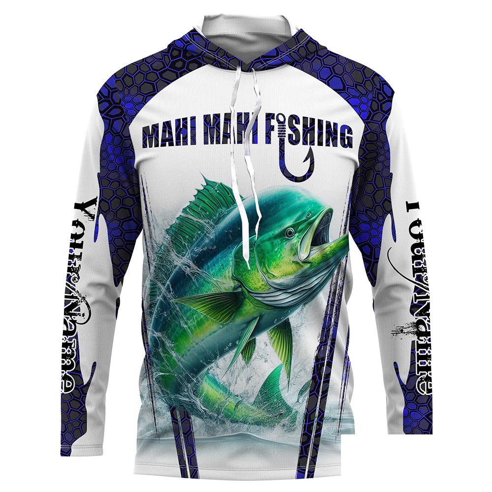 Mahi mahi fishing blue camo Custom UV Protection long sleeve Fishing Shirts NQS5651
