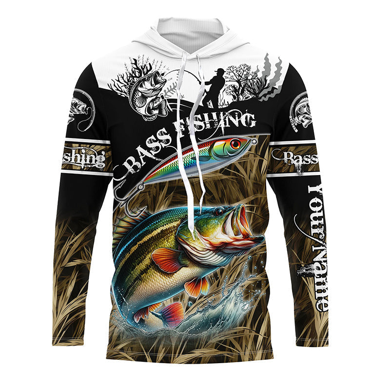 Bass fishing Camo Performance 3D Customize UV protectionlong sleeves fishing shirt for men NPQ115
