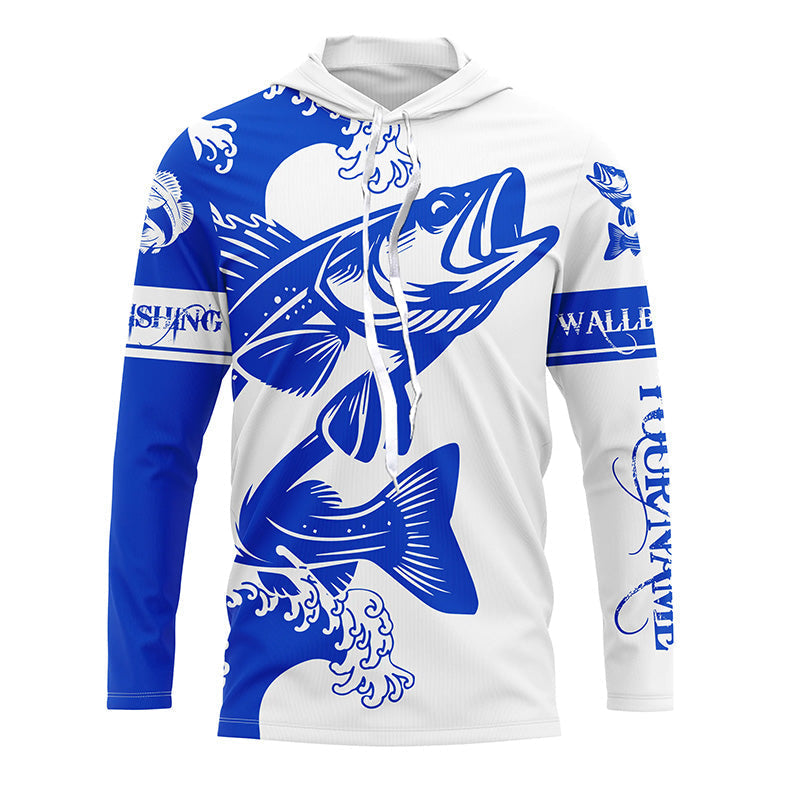 Walleye fishing tattoo blue color Custom name Long sleevefishing shirts, Long Sleeve Hooded NPQ878
