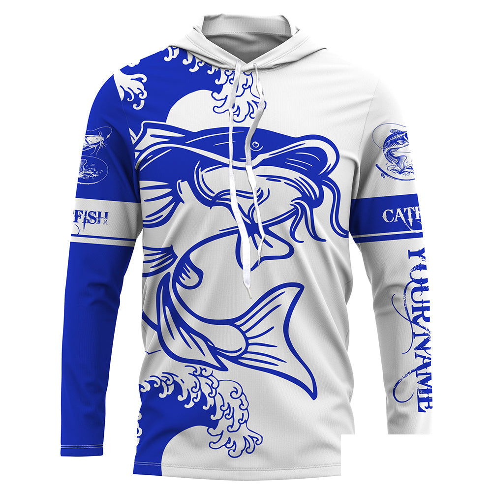 Catfish fishing tattoo blue Custom name Catfish Long sleeve fishing shirts, Long Sleeve Hooded NPQ886
