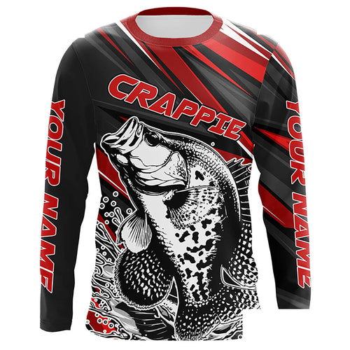 Personalized Crappie Fishing Jerseys, Crappie Long Sleeve Tournament Fishing Shirts | Red IPHW6075
