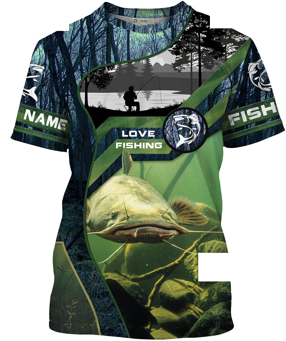 Flathead Catfish Custom Men Fishing T Shirts, UV Protection Fishing apparel - HPW28