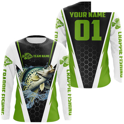 Custom Crappie Fishing Jerseys, Crappie Tournament Fishing Shirts With Team Name And Number | Green IPHW6405
