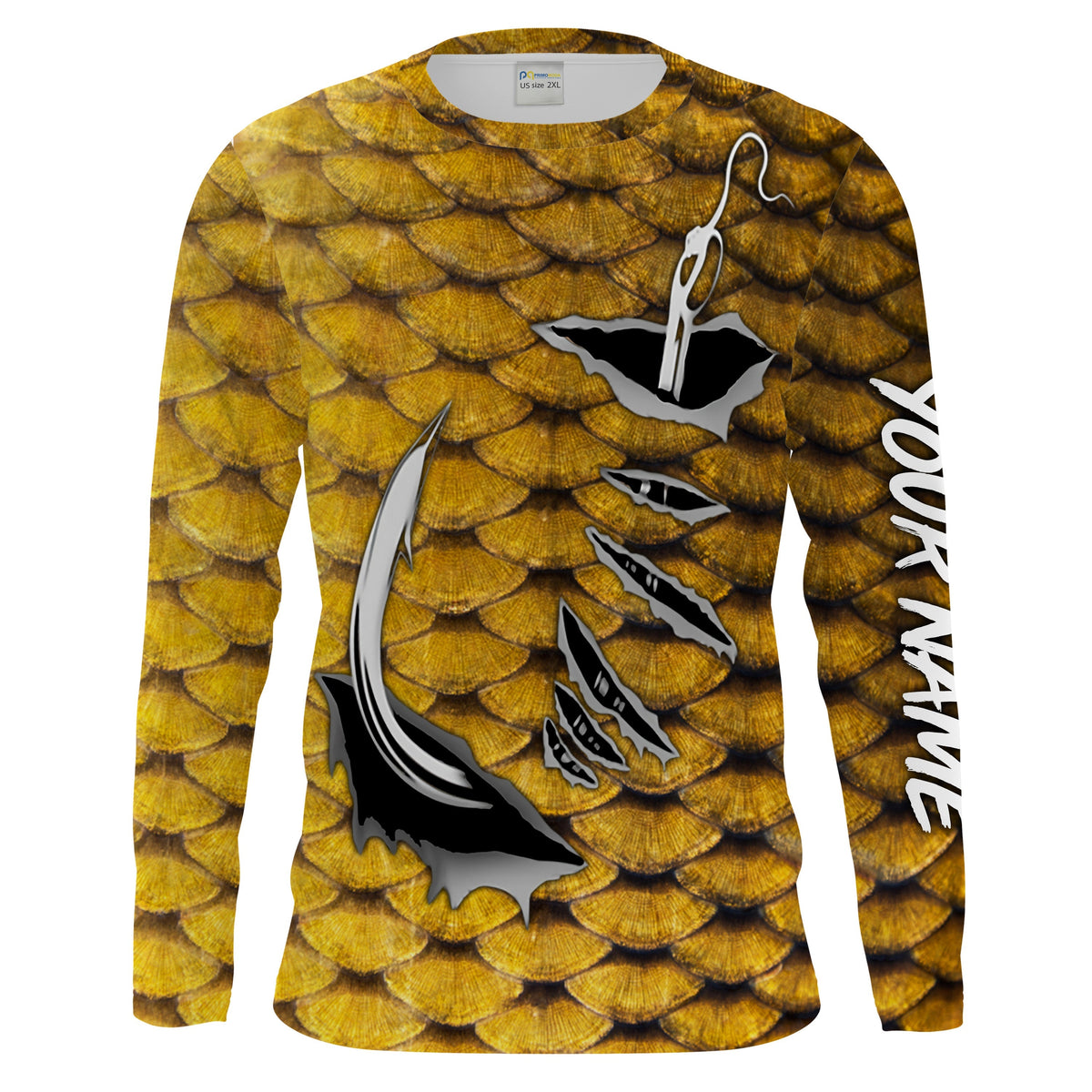 Carp Fish scales Custom men Long sleeve performance Fishing Shirts UV Protection - HPW119