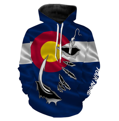 CO Fishing Fish Hook Colorado Flag Custom All over print Hoodie Fishing Shirts personalized fishing gifts for Fishing lovers - HPW49