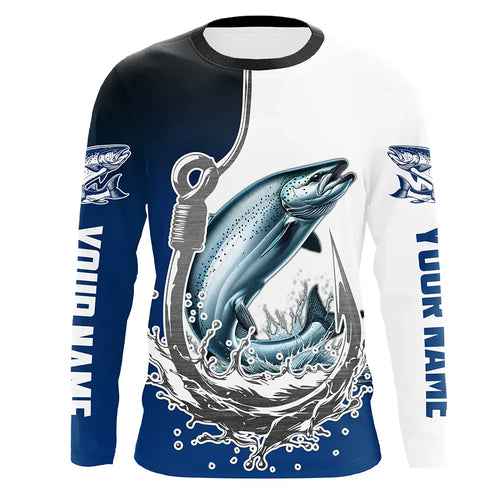 Custom Chinook Salmon Long Sleeve Fishing Shirts, Fish Hook Shirt Design King Salmon Fishing Jerseys IPHW6220