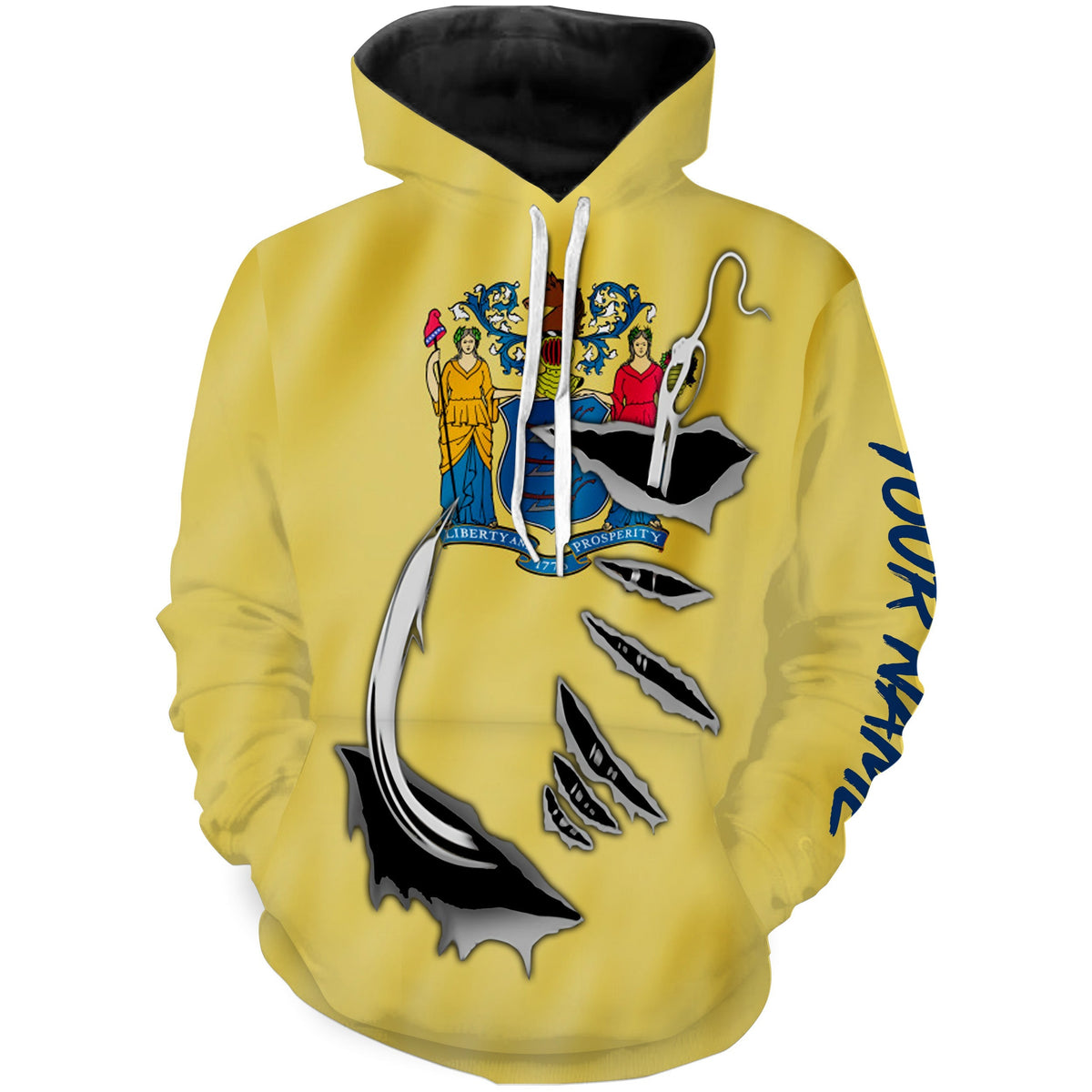 New Jersey Flag Fish Hook Custom All over print Hoodie Fishing Shirts - HPW339