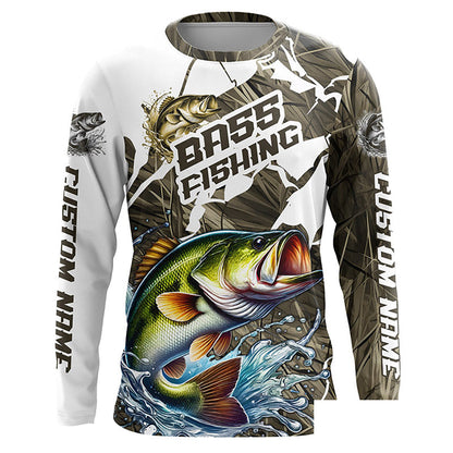 Custom Largemouth Bass Fishing Tournament Jerseys, Bass Long Sleeve Fishing Shirts Camo IPHW6843