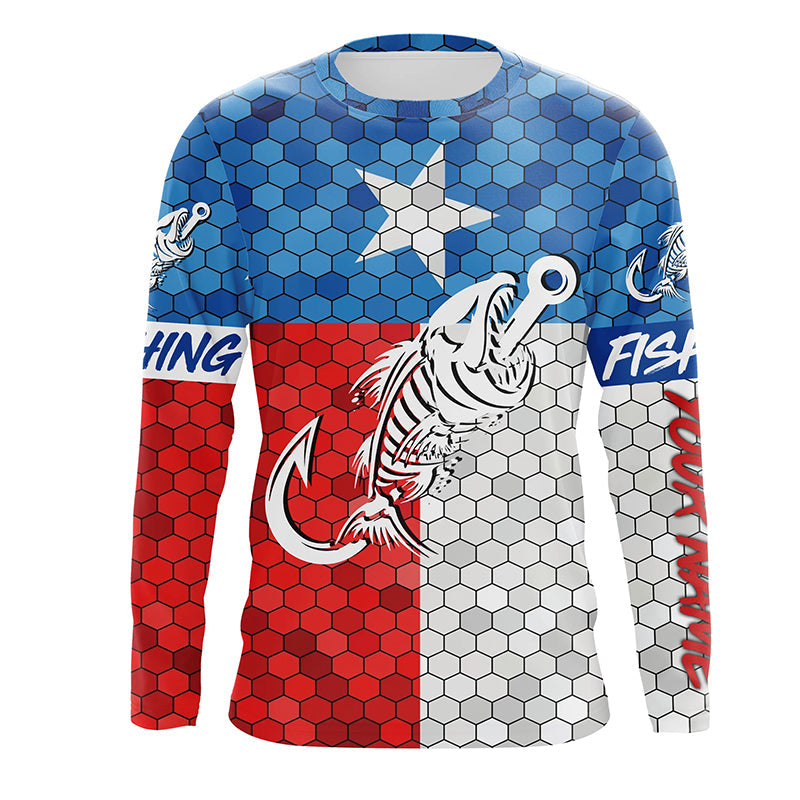 Texas fishing Fish hook skull Custom Name sun protection 3D long sleeve fishing shirts NQS5170
