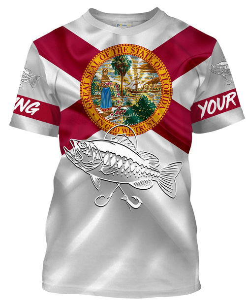 Bass fishing Florida State Flag 3D Customize Name fishing T-shirt NPQ113