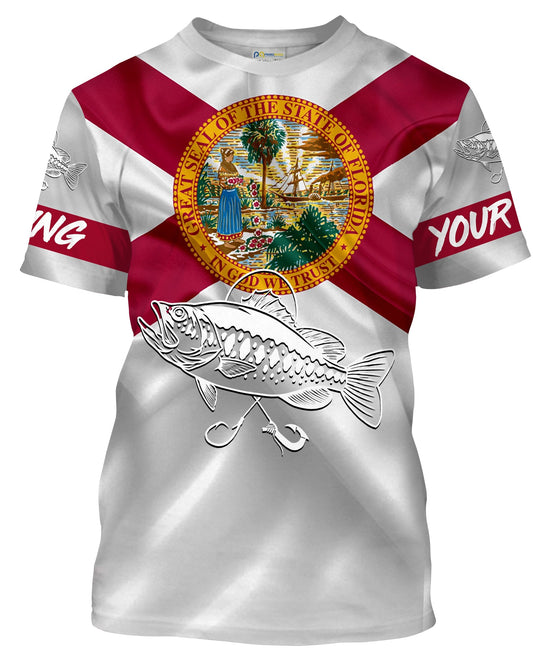 Bass fishing Florida State Flag 3D Customize Name fishing T-shirt NPQ113