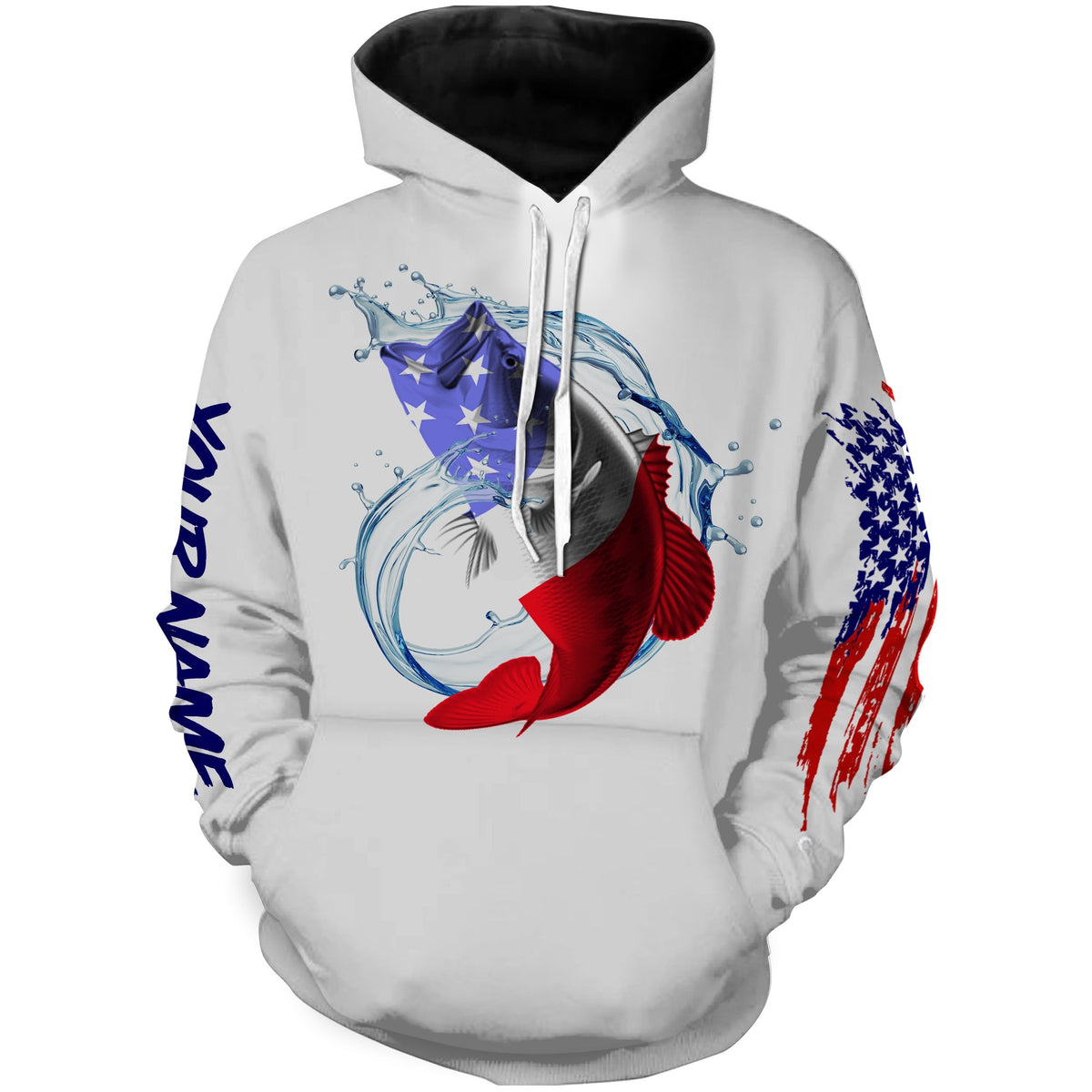 Largemouth bass fishing American flag patriotic Custom Bass fishing tournament Hoodie NPQ557