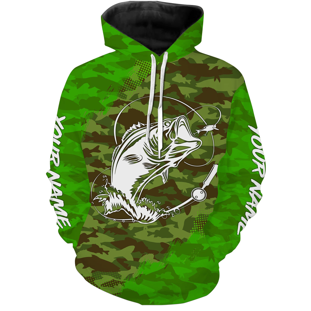 Largemouth Bass Fishing tattoo green camo custom fishing tournament shirts | Hoodie - NPQ713