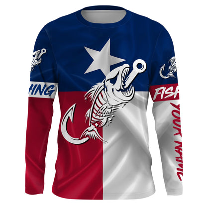 Texas fishing Fish hook fish skull Custom Name Long sleeve, Long Sleeve Hooded NPQ679