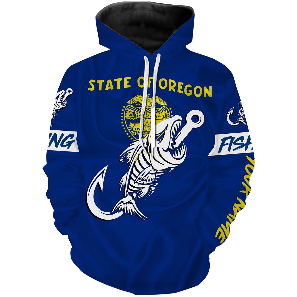 OR Oregon Fishing Flag Fish hook skull Custom name performance fishing jerseys | Hoodie - NPQ738