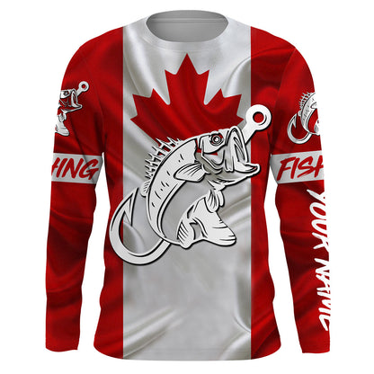 Canada Bass Fishing tattoo Fish hook Custom name jerseys | Long sleeve, Long Sleeve Hooded NPQ748