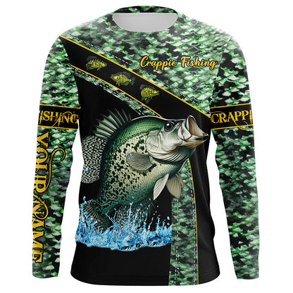 Crappie fishing green Crappie scales Custom name Crappie fishing Long sleeve, Long Sleeve Hooded NQS4889