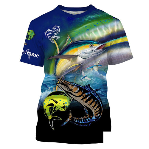Mahi Mahi ( Dorado), Wahoo, Tuna fishing Customize Name All-over Print Unisex fishing T-shirt NPQ19