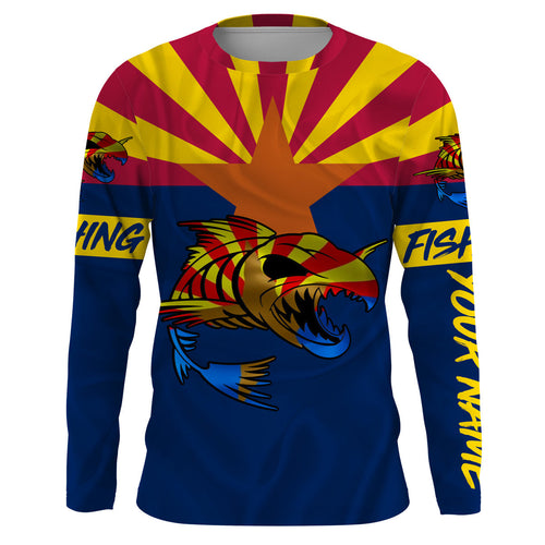 Fish skeleton reaper Arizona flag Custom name Long sleeve, Long Sleeve Hooded NPQ950