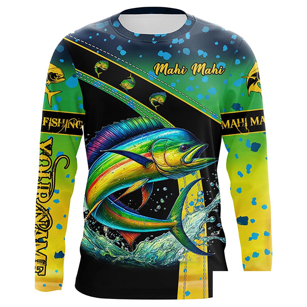 Mahi mahi fishing green scales UV protection Custom long sleeve fishing shirts, Dorado fishing jerseys NQS5393