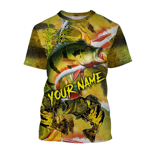 Personalized Peacock bass Fishing scales Custom name fishing shirts jerseys | Tshirt - NPQ941
