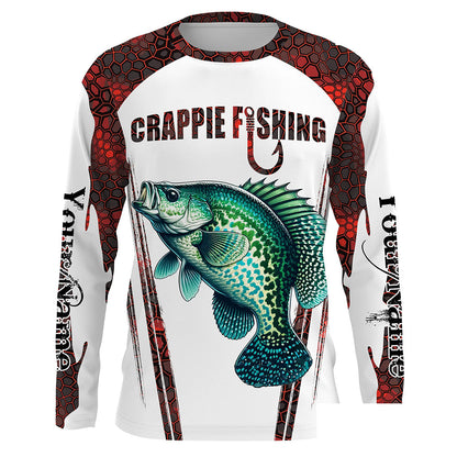 Crappie fishing red camo Custom Funny UV Protection Long sleeve Fishing shirts NQS5127