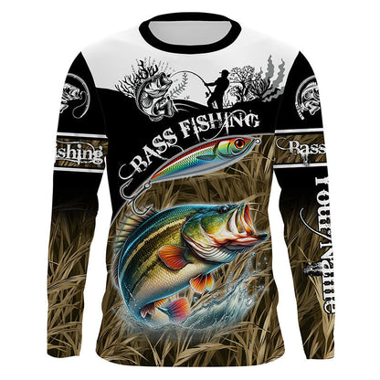 Bass fishing Camo Performance 3D Customize UV protectionlong sleeves fishing shirt for men NPQ115