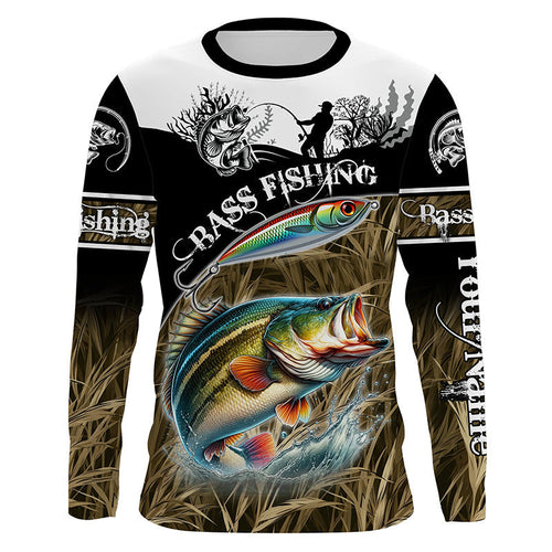 Bass fishing Camo Performance 3D Customize UV protectionlong sleeves fishing shirt for men NPQ115
