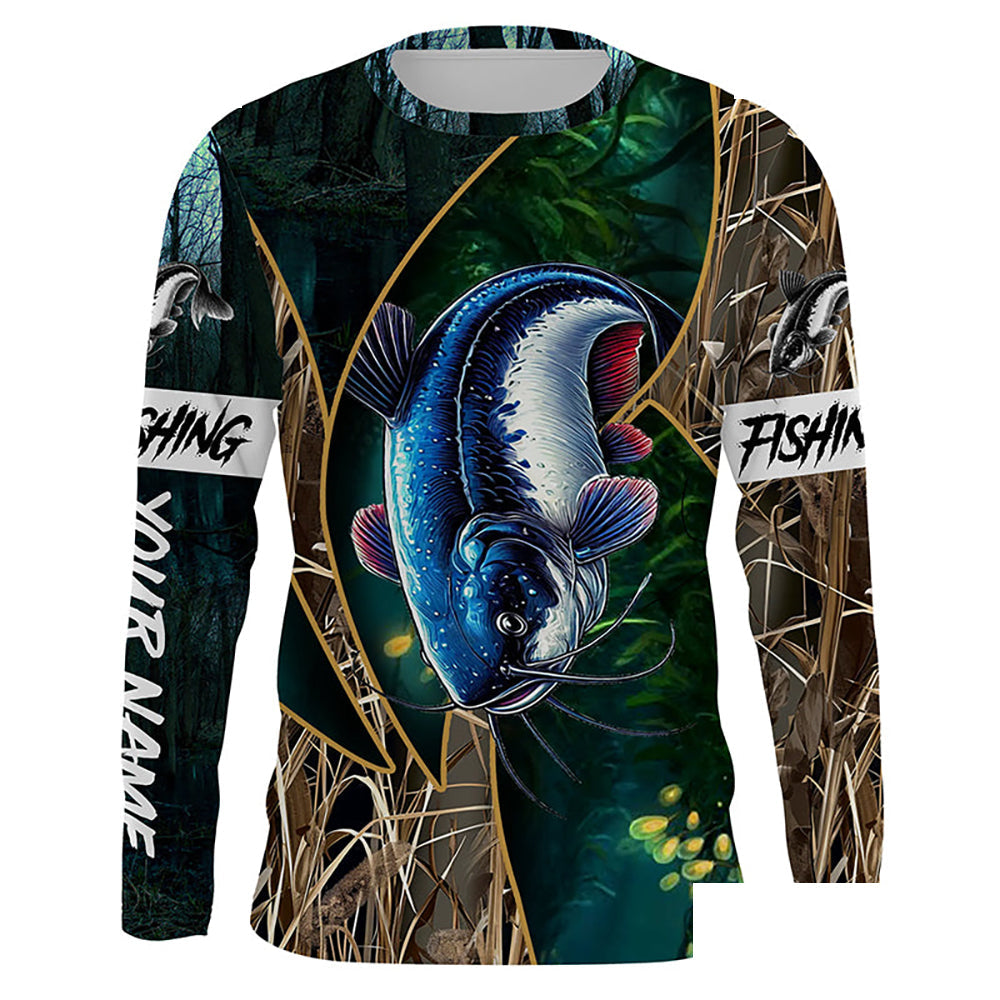 Catfish Fishing camo Customize name Long sleeve fishing shirts, personalized gift for Fishing lovers NPQ220