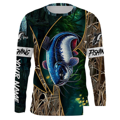 Catfish Fishing camo Customize name Long sleeve fishing shirts, personalized gift for Fishing lovers NPQ220