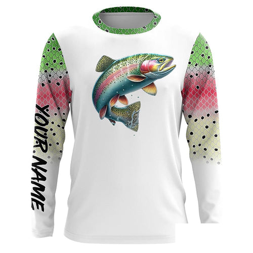 Rainbow Trout Fishing apparel UV protection long sleeves fishing shirt for men NPQ65
