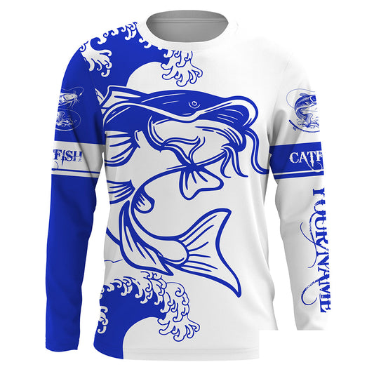 Catfish fishing tattoo blue Custom name Catfish Long sleeve fishing shirts, Long Sleeve Hooded NPQ886