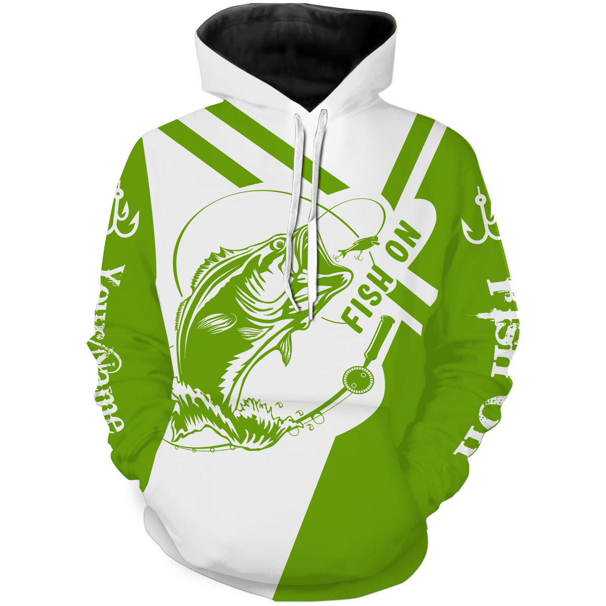 Largemouth Bass fishing clothes green Custom Name 3D All Over Printed Hoodie - NPQ615