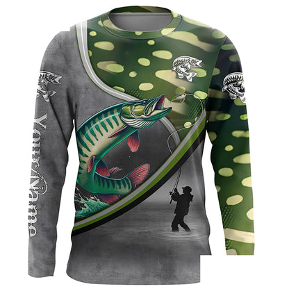 Musky muskellunge fishing scales muskie fishing shirts, custom Long sleeve, Long Sleeve Hooded NPQ687