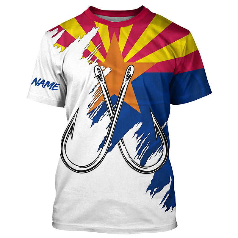 Arizona flag AZ Fishing Fish Hook UV protection custom Patriotic Fishing T-Shirts NQS7975