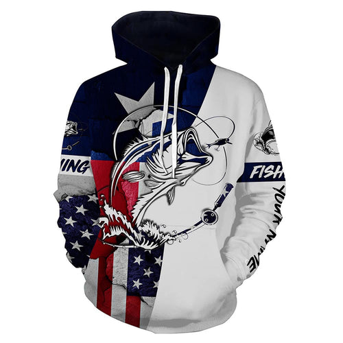 Bass Fishing Texas TX and USA flag 3D Full printing Shirts - Personalized Fishing gift Hoodie - SDF28