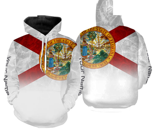 Florida State Flag Custom Name Florida Fishing All Over Printed Hoodie, Fishing Gifts SDF79