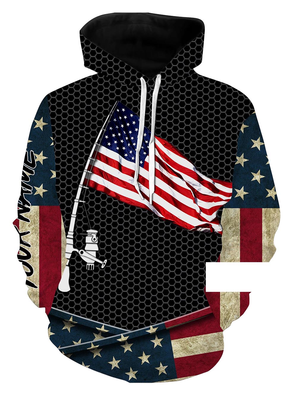 Fishing shirt American flag fishing rod Custom Name All Over Printing Hoodie Personalized fishing gifts ideas - SDF23